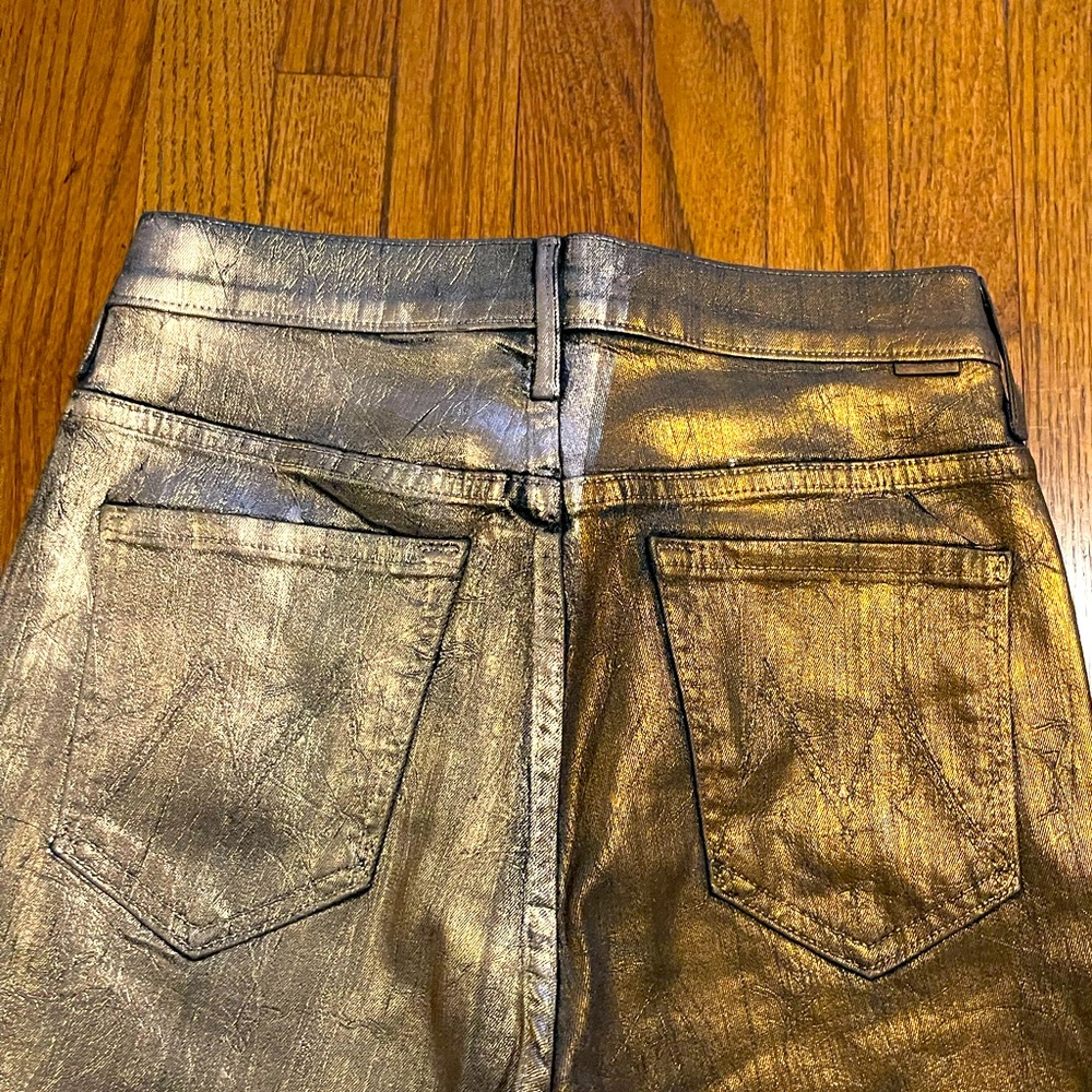 Metallic gold mother jeans